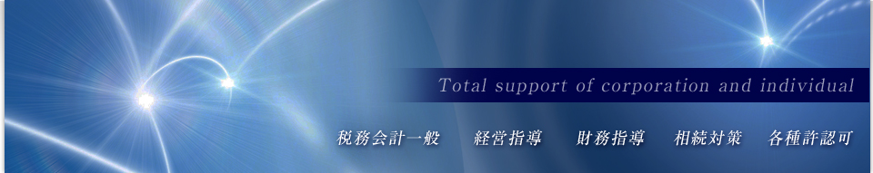 税務会計一般、経営指導、財務指導、相続対策、各種許認可